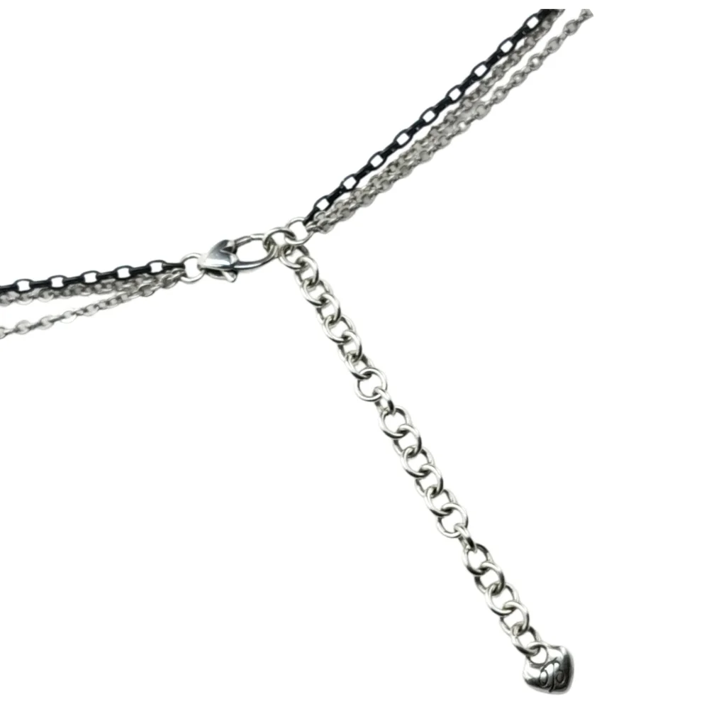 Elegant Brighton Double-Sided Blue Pendant with Silver/Black Chain Necklace